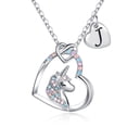 thumbnail image 1 of Turandoss 14K White Gold Plated Colorful Cz Initial Unicorn Heart Pendant Necklaces for Teens Little Girls Age 4-16 Daughter Kids Jewelry Birthday Gifts for Women Girls, 1 of 10