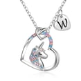 thumbnail image 1 of Turandoss 14K White Gold Plated Colorful Cz Initial Unicorn Heart Pendant Necklaces for Teens Little Girls Daughter Kids Jewelry Birthday Gifts for Women Girls Age 8-12, 1 of 9