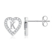 TURANDOSS 4 5 6 7 8 9 10 11 12 13 14 15 16 Year Old Birthday Gifts for Tween Teen Teenage Girl Gift Idea Cz Initial A-Z Heart Stud Earrings for Women Jewelry