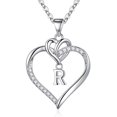 thumbnail image 1 of Turandoss 14K White Gold Plated Cz Initial Love Heart Pendant Necklaces for Women Girls Letter A-Z Pendant Chain Graduation Wedding Birthday Jewelry Gifts for Teen Kids Mom Wife Bride Age, 1 of 8