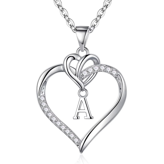 Turandoss 14K Gold Plated Cz Initial Love Heart Pendant Necklaces for Women Pendant Chain Jewelry Birthday Teacher Appreciation Mothers Day Graduation Gifts for Her Mom Kids Teen Girls Wife Ideas
