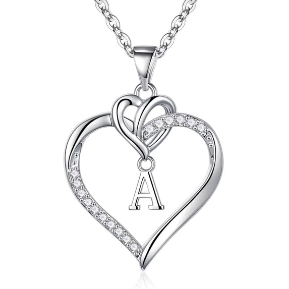 Turandoss 14K Gold Plated Cz Initial Love Heart Pendant Necklaces for Women Pendant Chain Jewelry Birthday Teacher Appreciation Mothers Day Graduation Gifts for Her Mom Kids Teen Girls Wife Ideas