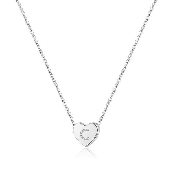 Turandoss 14K White Gold Plated Dainty Tiny Cz Heart Initial Pendant Necklace for Women Girls Kids Letter A-Z Jewelry Trend Personalized Birthday Gifts Gifts for Women Teen Girls