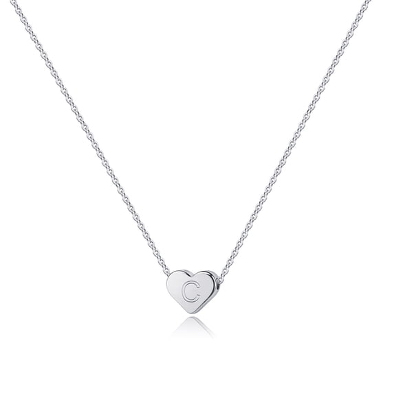 Turandoss 14K White Gold Plated Dainty Tiny Heart Initial Pendant Necklace for Women Girls Kids Letter A-Z Jewelry Personalized Birthday Gifts Gifts for Daughter Granddaughter Niece