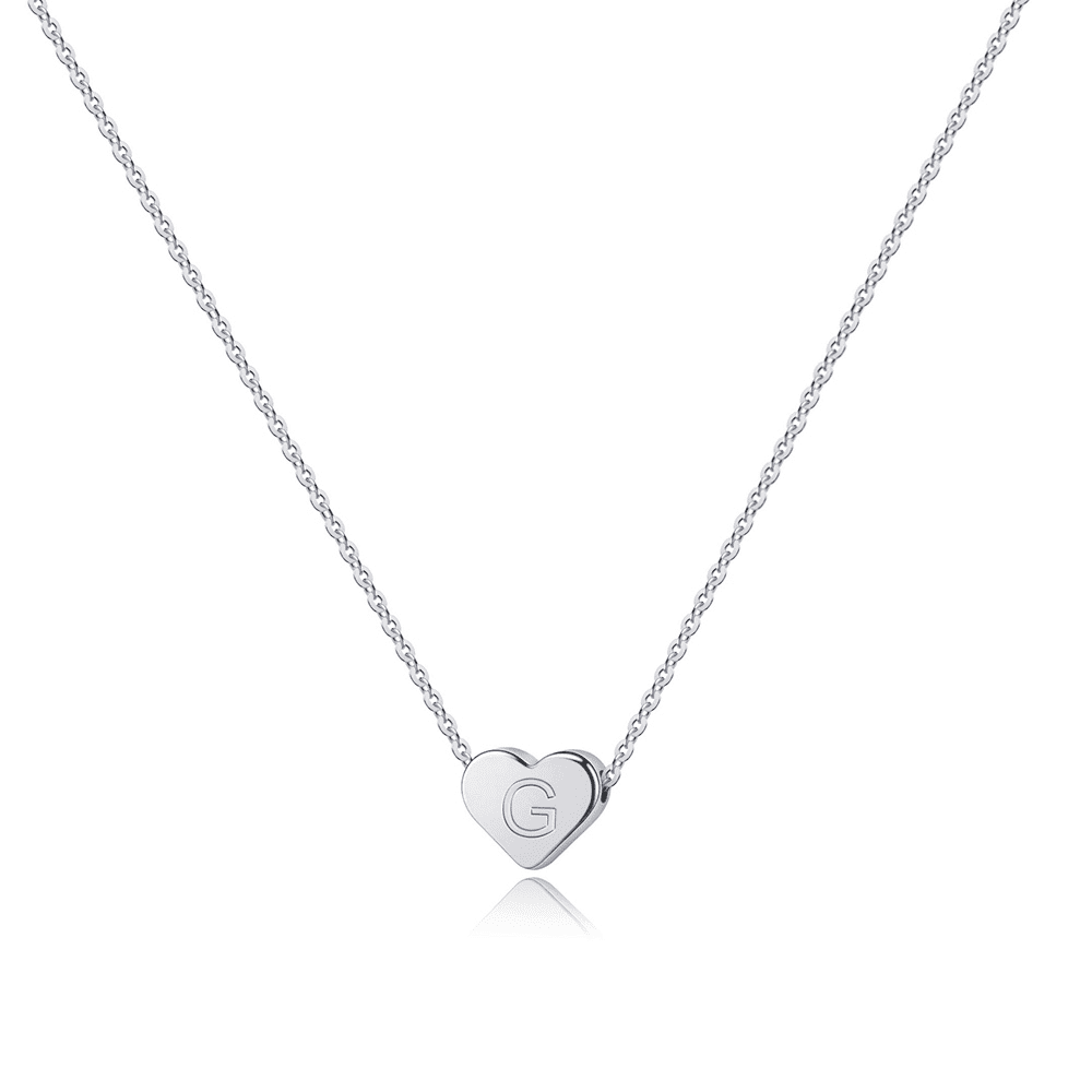 Turandoss 14K White Gold Plated Dainty Tiny Heart Initial Pendant Necklace for Women Girls Kids Letter A-Z Jewelry Trend Personalized Birthday Gifts Gifts for Women Teen Girls