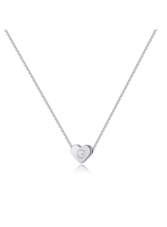 14K White Gold Plated Dainty Tiny Heart Initial Pendant Necklace for Women Girls Kids Letter A-Z Jewelry Trend Personalized Birthday Gifts Gifts for Women Teen Girls