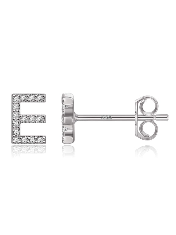 14K White Gold Plated Initial Cz Stud Earrings for Teens Little Girls Daughter Kids Hypoallergenic Jewelry Birthday Gifts for Women Toddler