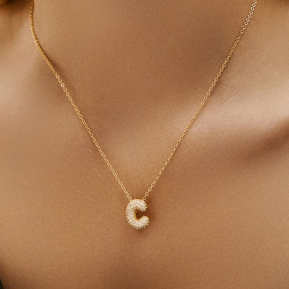 Turandoss 18K Gold Plated Initial Balloon Necklace for Women Girls Bubble CZ Pendant Adjustable Choker Letter A-Z Jewelry Birthday Mothers Day Gifts for Mother Her Daughter Granddaughter
