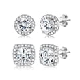thumbnail image 1 of Turandoss 2 Pairs 18K White Gold Plated Halo Stud Earrings for Women Men Sensitive Ears Round CZ Hypoallergenic Non Tarnish Fashion Accessories Jewelry Birthday Gifts for Mom Her Him Teen Wife Adult, 1 of 7