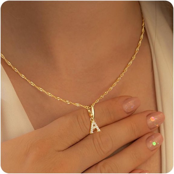 Turandoss 18K Gold Plated Heart Initial Cz Necklace for Women Letter Choker Pendant Jewelry Cute Christian Teacher Appreciation Mothers Day Graduation Gifts for Her Mom Kids Teen Girls Wife Ideas