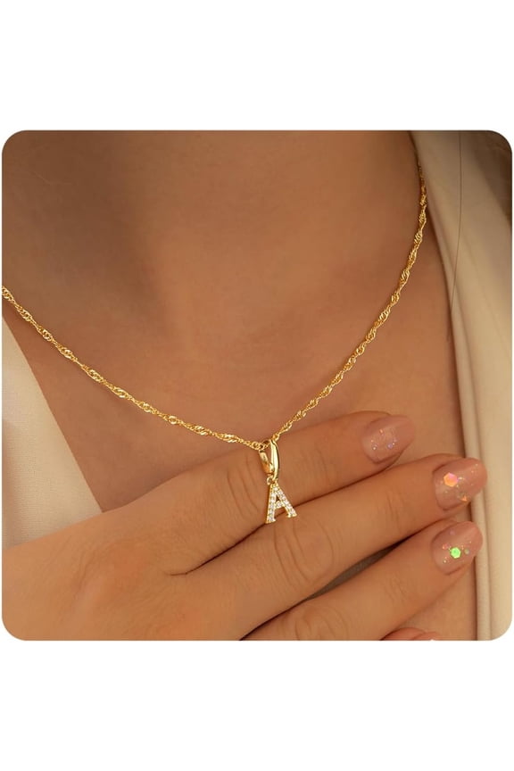 18K Gold Plated Heart Initial Cz Necklace for Women Girl Dainty Cubic Zirconia Letter A-Z Choker In Pendant Jewelry Cute Stuff for Teen Girls Personalized Christian Gifts for Women Girls