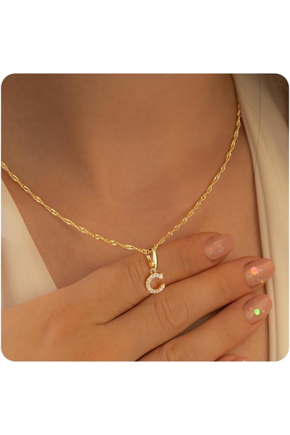 18K Gold Plated Heart Initial Cz Necklace for Women Girls Dainty Cubic Zirconia Letter A-Z Choker Pendant Jewelry Trendy Fashion Accessories Personalized Christian Gifts for Women Girls