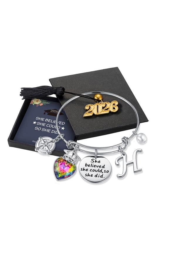 2026 Graduation Gifts for Her Class Of 2026 Inspirational Bangle Bracelet Trendy Jewelry Gifts High School College Senior Grad Gifts for Her Women Best Friends Sister Grad Present