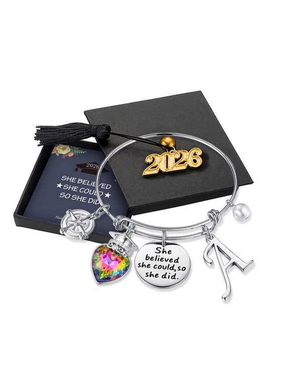 2026 Graduation Gifts for Her Class Of 2026 Inspirational Bangle Bracelet Trendy Jewelry Gifts High School College Senior Grad Gifts for Her Women Best Friends Sister Grad Present