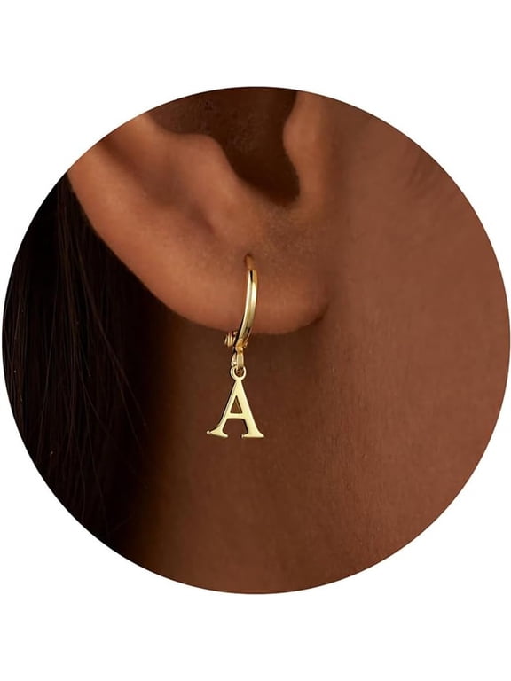 4 5 6 7 8 9 10 11 12 13 14 15 16 Year Old Mothers Day Birthday Gifts for Tween Teen Teenage Girl Gift Idea 14K Gold Plated Initial Huggie Earrings for Women Girls Kids Jewelry