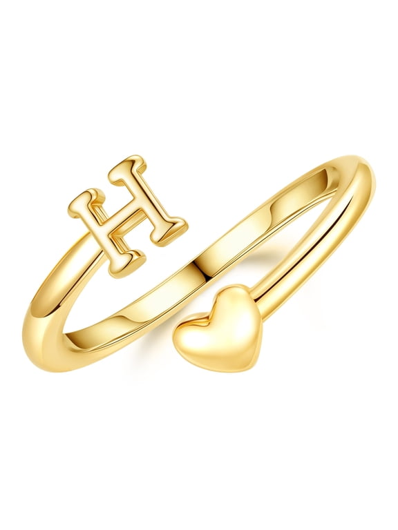 4 5 6 7 8 9 10 11 12 13 14 15 16 Year Old Birthday Gifts for Tween Teen Teenage Girl Gift Idea 14K Gold Plated Initial Open Rings for Women Girls Kids Jewelry