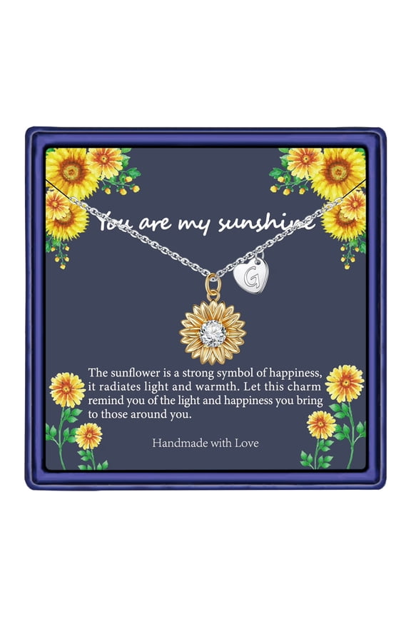 4 5 6 7 8 9 10 11 12 13 14 15 16 Year Old Birthday Gifts for Tween Teen Teenage Girl Gift Idea 14K Gold Plated Initial Sunflower Pendant Necklace Personalized Initial a-z Jewelry