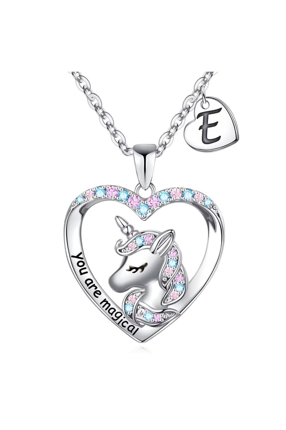 4 5 6 7 8 9 10 11 12 13 14 15 16 Year Old Birthday Gifts for Tween Teen Teenage Girl Gift Idea Colorful Cz Initial A-Z Heart Unicorn Pendant Necklaces for Women Jewelry