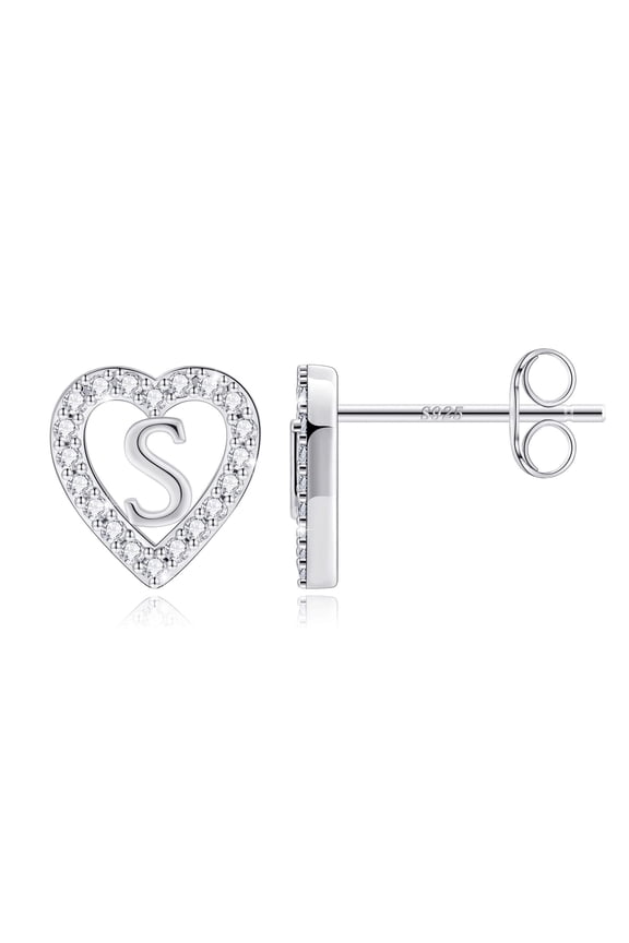 4 5 6 7 8 9 10 11 12 13 14 15 16 Year Old Birthday Gifts for Tween Teen Teenage Girl Gift Idea Cz Initial A-Z Heart Stud Earrings for Women Jewelry
