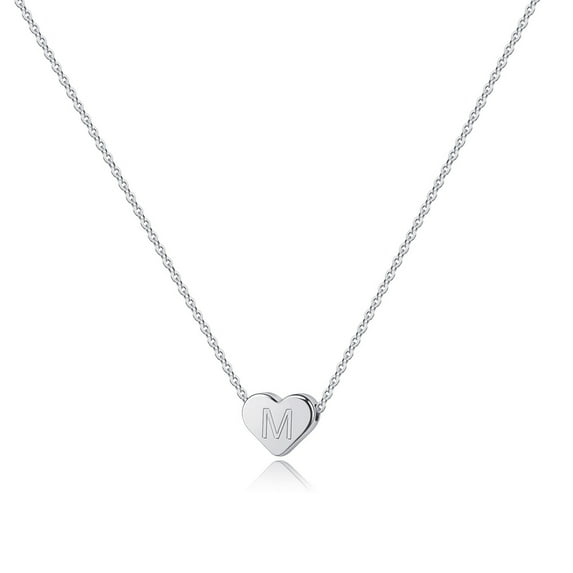 Turandoss 14K White Gold Plated Charm Tiny Heart Initial Pendant Necklace for Women Girls Kids Letter A-Z Jewelry Personalized Birthday Gifts Gifts for Women Teen Girls