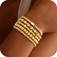 thumbnail image 1 of Turandoss 5PCS Birthstone Bracelets for Women, Dainty Layered Emerald 14K Gold Plated Beaded Birthstone Bracelets Set Trendy Waterproof Stackable Jewelry Birthday Valentines Gifts for Women Girls, 1 of 8
