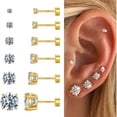 thumbnail image 1 of Turandoss 6 Pairs Cubic Zircon Stud Earrings for Women 925 Sterling Silver Post 14K Gold Plated Tiny Flatback Sensitive Piercings Jewelry Set for Women Teen Girls Easter Birthday Gifts, 1 of 8