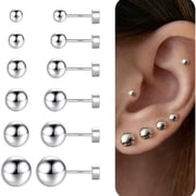 Turandoss 6 Pairs Stud Earrings Set for Women 925 Sterling Silver Post Hypoallergenic 14K Gold Plated Ball Tiny Cz Flatback Piercings Jewelry Set for Women Tren