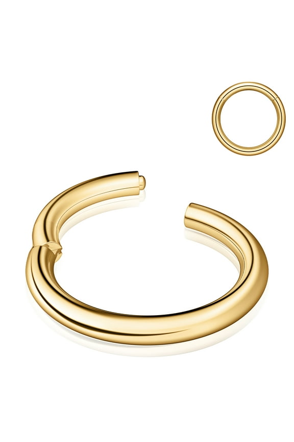 6mm 20G Nose Ring for Women Tiny 14K Gold Plated Hoop Earring Surgical Steel Hinged Septum Ring Cartilag Conch Piercing Jewelry for Women