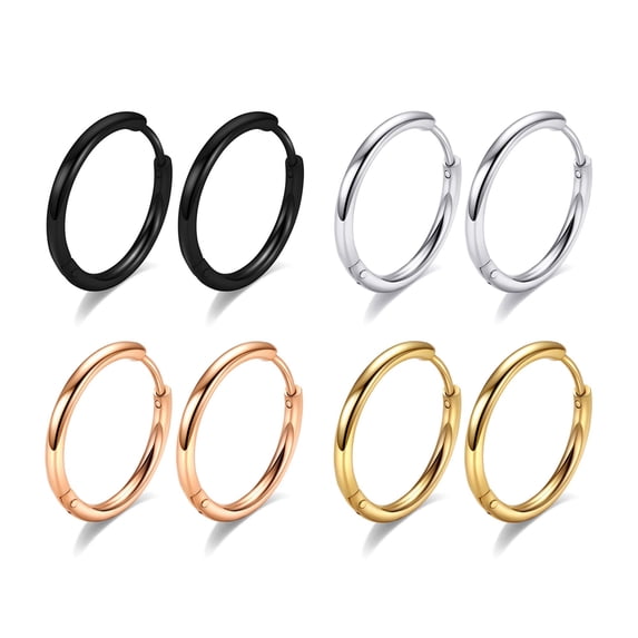 Turandoss 8mm Cartilage Earring Surgical Stainless Steel Hoop Men Tiny Small Huggie Earrings Helix Rook Daith Tragus Piercing Jewelry Sleeper Second Hole Earring for Women 20G Gifts for Men Him