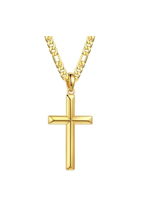 925 Sterling Silver Cross Necklace for Men Women Durable Cuban Link Curb Chain With Beveled Edge Pendant Teacher Appreciation Graduation Fathers Day Gifts for Him Her Men Son Dad Boys Girls