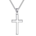 thumbnail image 1 of Turandoss 925 Sterling Silver Cross Pendant Necklace for Men Boys 18K Silver Plated 16-30 inch Box Chain Unisex Jewelry Christian Religious Birthday Fathers Day Gifts for Men Women Dad Son, 1 of 8