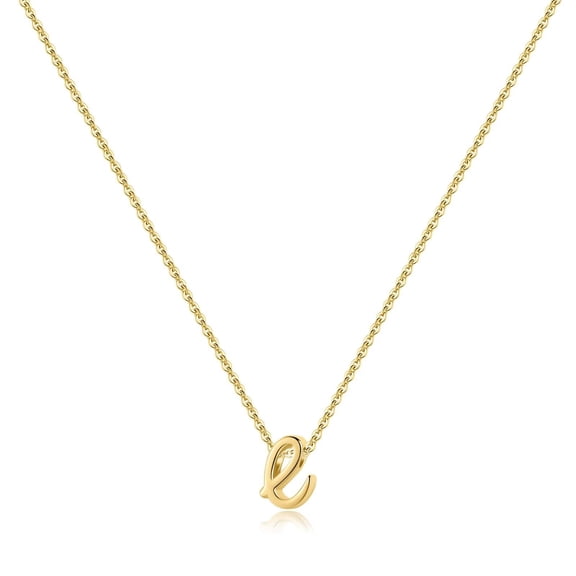 Turandoss 925 Sterling Silver Initial Necklaces for Women Girls Dainty Alphabet Letter E Gold Cursive Initial Necklace for Women Sister Friend Gifts Necklace Jewelry Gifts for Women Birthday