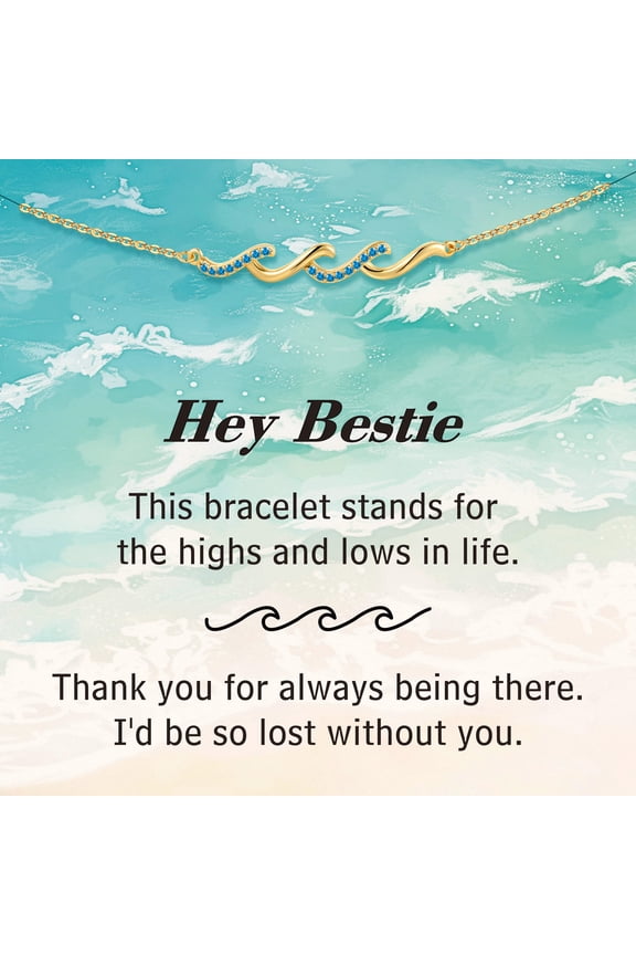 Bestie Gifts for Women Bestie Birthday Gifts for Women Friends Birthday Friendship Gift for Friend Besties Friendship Bracelets for Friends Her Sister Wave Bracelet Jewelry Gift for Her