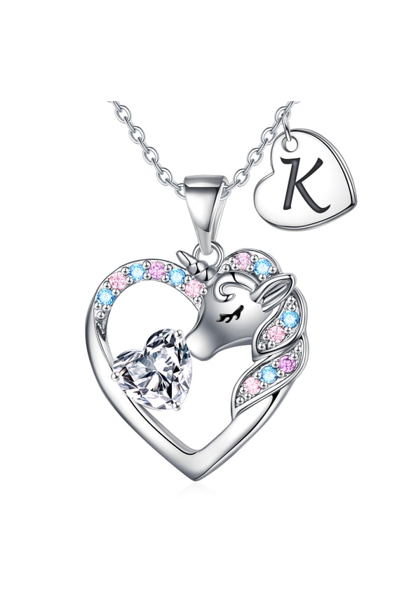 Birthday Gifts for GirlsInitial K Heart Unicorn Necklace for Girls Kids Jewelry Unicorn Gift Initial Necklace 4 5 6 7 8 9 Year Old Girl Birthday Gifts