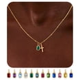 thumbnail image 1 of Turandoss Birthstone Cross Necklaces for Women 14K Gold Plated Dainty Christian Faith Jewelry with 12 Month Green Emerald Pendant Birthstone Valentines Day Birthday Gifts for Women Girls Girlfriend, 1 of 8