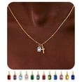 thumbnail image 1 of Turandoss Birthstone Cross Necklaces for Women 14K Gold Plated Dainty Faith Jewelry with 12 Month Aquamarine Pendant Birthstone Birthday Christian Gifts for Women Teen Girls, 1 of 8