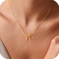 thumbnail image 1 of Turandoss Bow Necklace for Girls Women Dainty 14K-Gold-Plated Necklace Small Simple Bow Pendant Choker Necklaces Chain Necklaces Trendy Jewelry Gift for Girl Women, 1 of 7