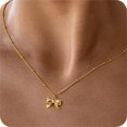 thumbnail image 1 of Turandoss Bow Necklace for Women Girls Dainty 14K-Gold-Plated Necklace Bow Pendant Choker Necklaces Chain Necklaces Trendy Jewelry Gift for Women Fashion Accessories, 1 of 8