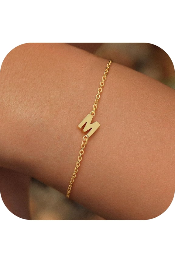 Bracelet for Women Girls Jewelry Gifts Dainty Letter Bracelets Trendy Personalized Letter M Initial Bracelet Tiny Initial Bracelets for Women Girls Jewelry Gifts