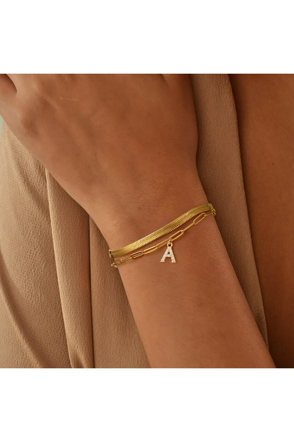 Turandoss Bracelets for Women - Dainty Gold Initial Layered Bracelets for Women Birthday Graduation Jewelry Gifts for Women Teen Girls