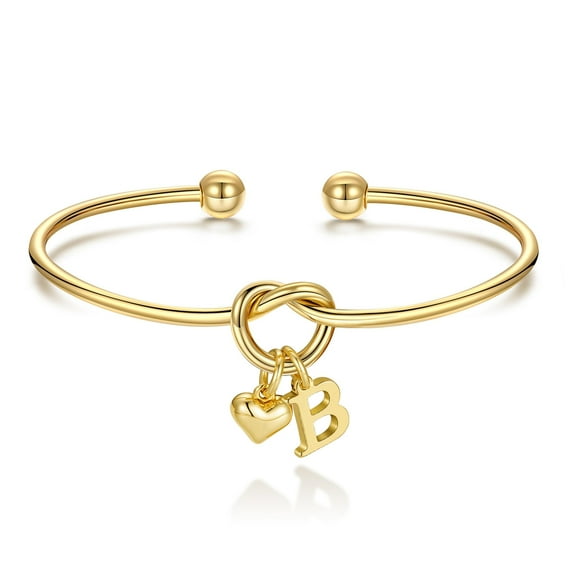 Turandoss Bridesmaid Gifts Bridal Shower Gift for Bride Bachelorette Bridesmaid Proposal Gift for Brides Maid Matron Of Honor Initial Gold Plated Heart Knot Charm Bracelet for Women Girl Jewelry