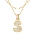 thumbnail image 1 of IEFSHINY Bubble Letter Necklace Gold for Women, 18K Gold Plated Balloon Pendant Cubic Zirconia Bubble Initial Necklace for Women, 1 of 6