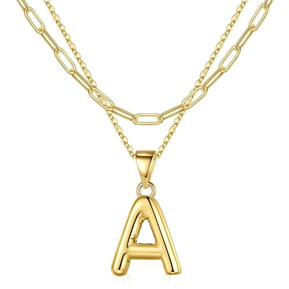 IEFSHINY Bubble Letter Necklace Layered Choker Chain Jewelry for Women