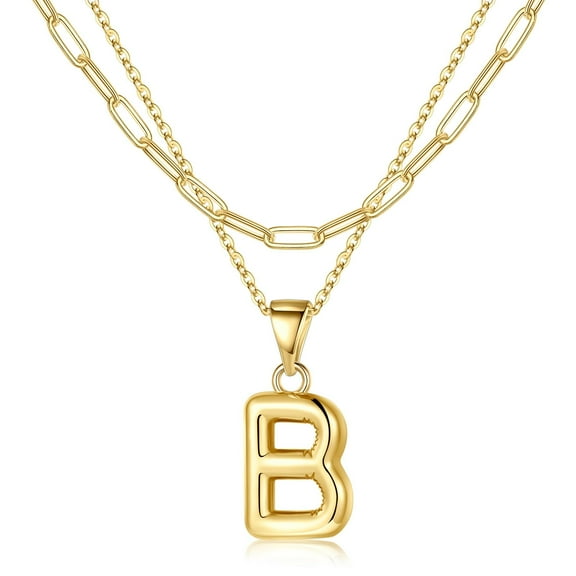 IEFSHINY Bubble Letter Necklace Layered Choker Chain Jewelry for Women