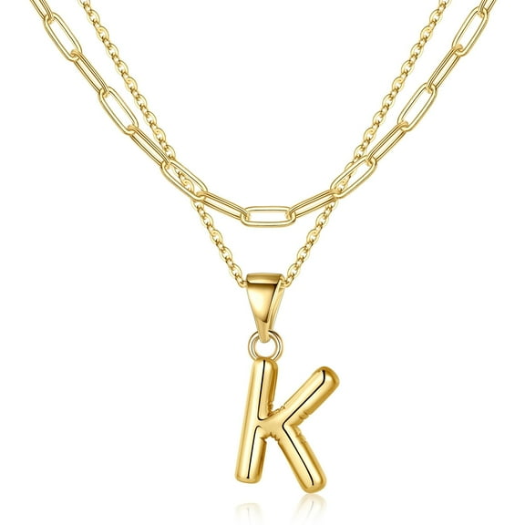 IEFSHINY Bubble Letter Necklace Layered Choker Chain Jewelry for Women