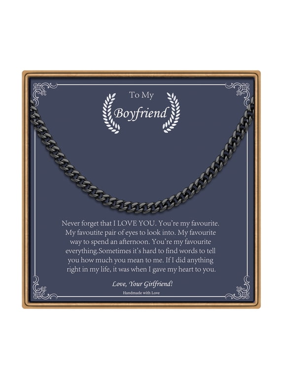 Chunky Cuban Link Necklaces Gifts for Men Dainty Black Cuban Chain Simple Trendy Jewelry Birthday Teacher Appreciation Graduation Fathers Day Gifts for Him Her Men Son Dad Boys Girls