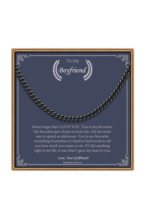 Chunky Cuban Link Necklaces Gifts for Men Dainty Black Cuban Chain Simple Trendy Jewelry Birthday Anniversary Valentines Day Gifts for Men Boy Boyfriend