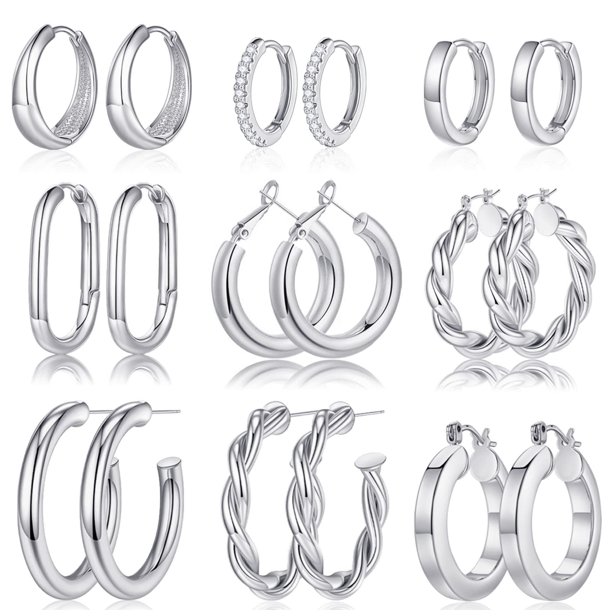 Turandoss chunky hoop earrings sterling silver 14k real gold plated