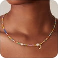 thumbnail image 1 of Turandoss Colorful Beaded Initial Choker Pearl Necklace for Women Girls Letter A-Z Cute Jewelry Trendy Personalized Birthday First Communion Gifts for Women Teen Girl, 1 of 8