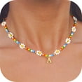 thumbnail image 1 of Turandoss Colorful Flower Beaded Initial Choker Necklace for Girls Women Tiny Gold Plated Pendant Letter A-Z Boho Jewelry Personalized Birthday Gifts for Women Teen Girl, 1 of 8